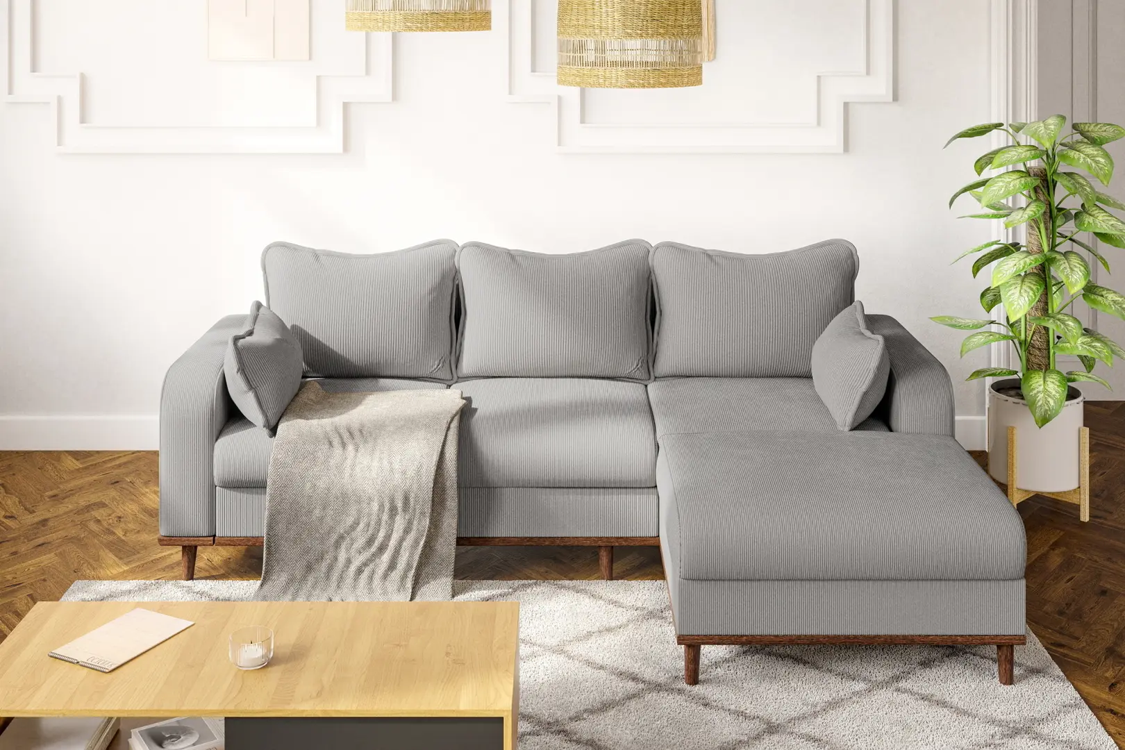 Canapea de colt Inspira Furniture Beata SF Right Fjord 08 (Grey)