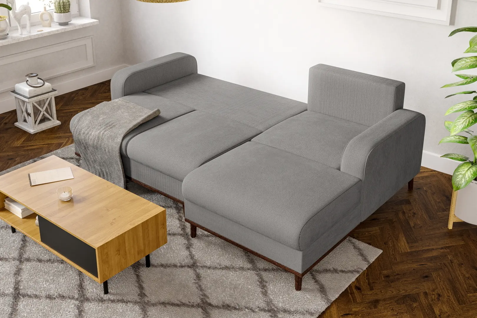 Canapea de colt Inspira Furniture Beata SF Right Fjord 08 (Grey)