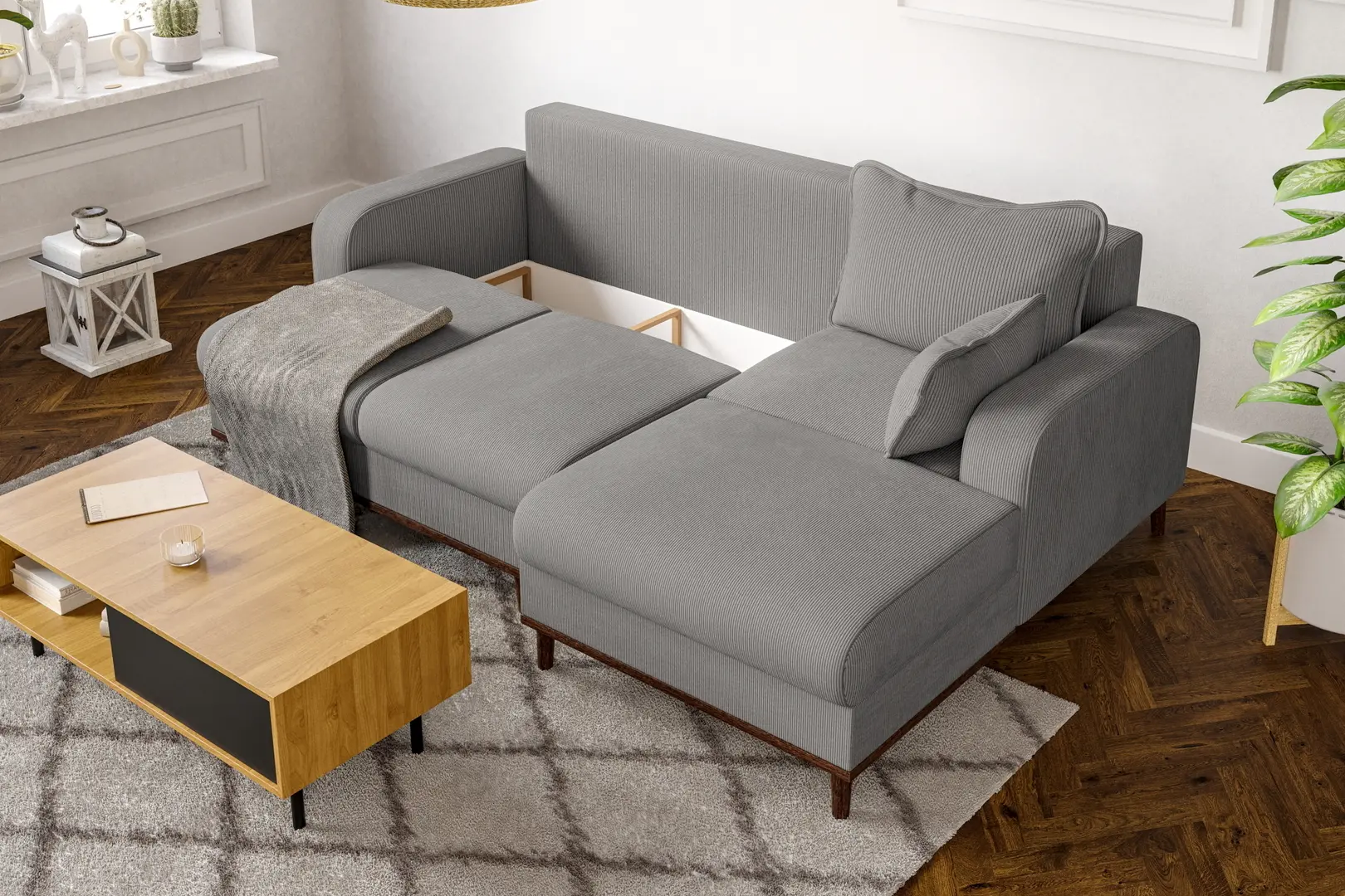 Canapea de colt Inspira Furniture Beata SF Right Fjord 08 (Grey)