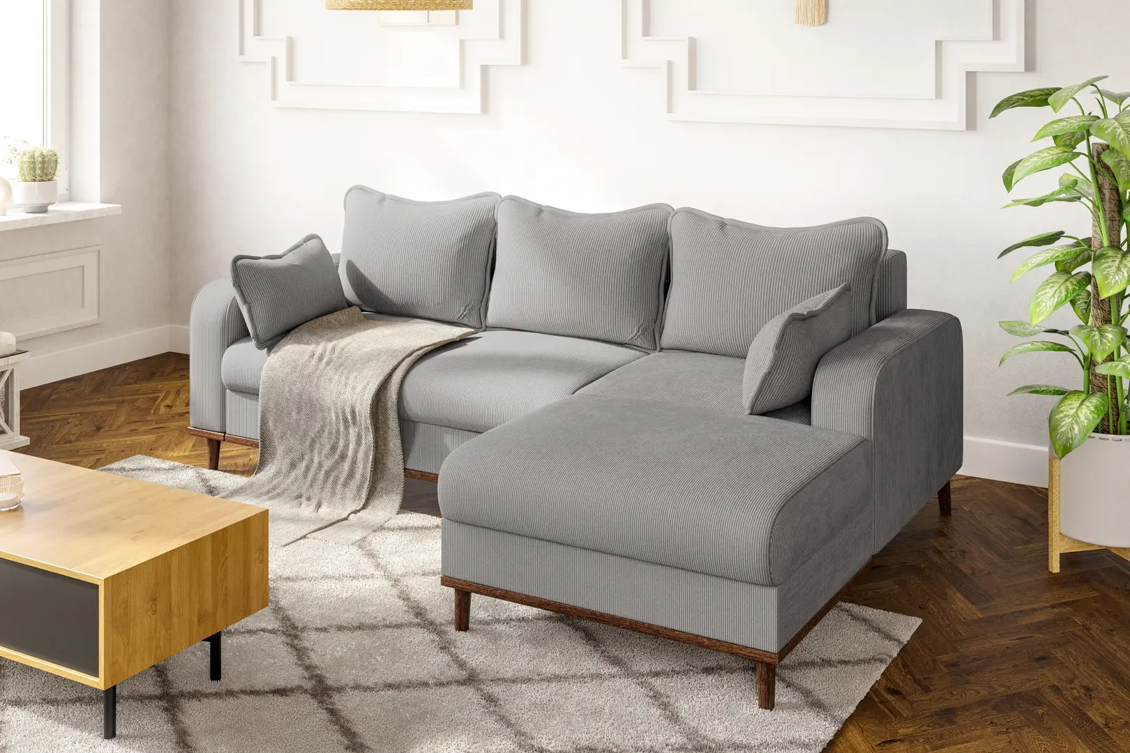 Canapea de colt Inspira Furniture Beata SF Right Fjord 08 (Grey)