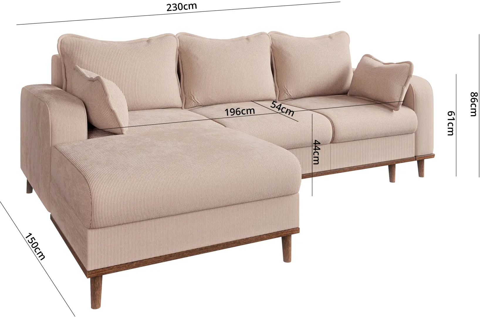 Canapea de colt Inspira Furniture Beata SF Right Fjord 23 (Beige)