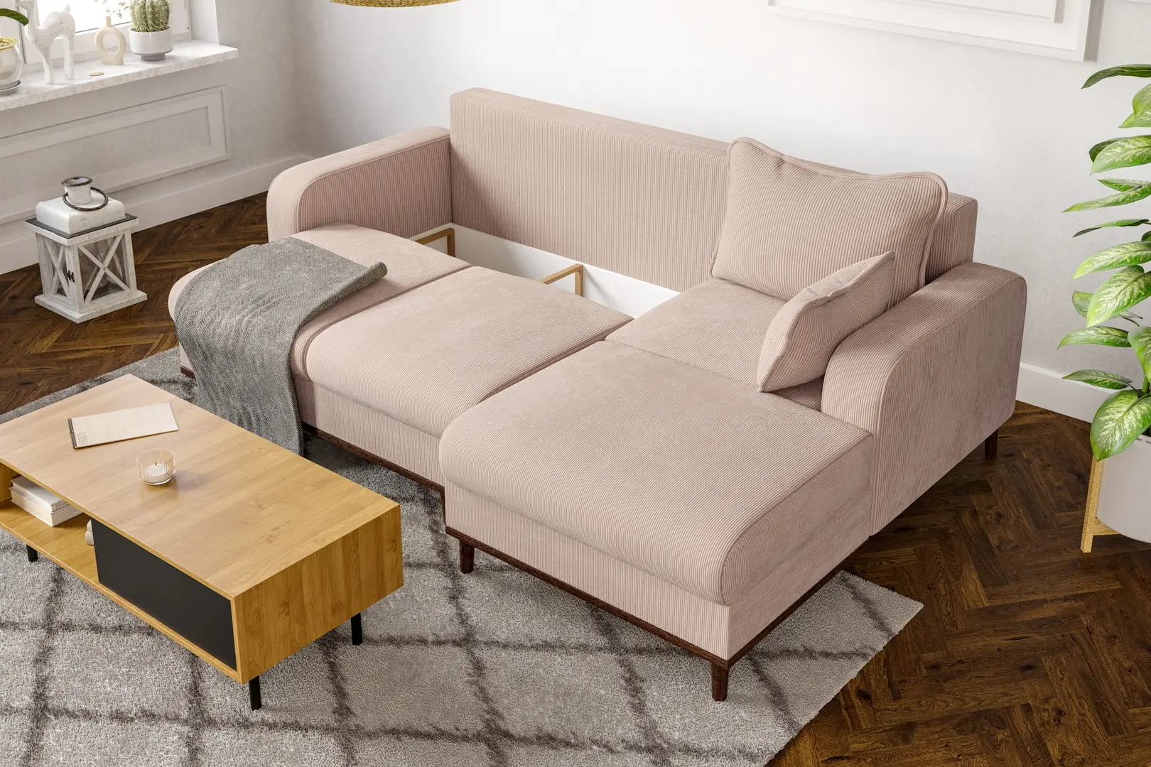 Canapea de colt Inspira Furniture Beata SF Right Fjord 23 (Beige)