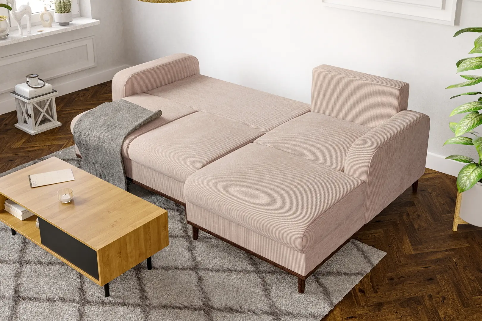 Canapea de colt Inspira Furniture Beata SF Right Fjord 23 (Beige)