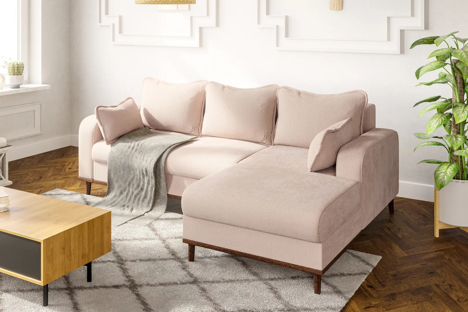 Canapea de colt Inspira Furniture Beata SF Right Fjord 23 (Beige)