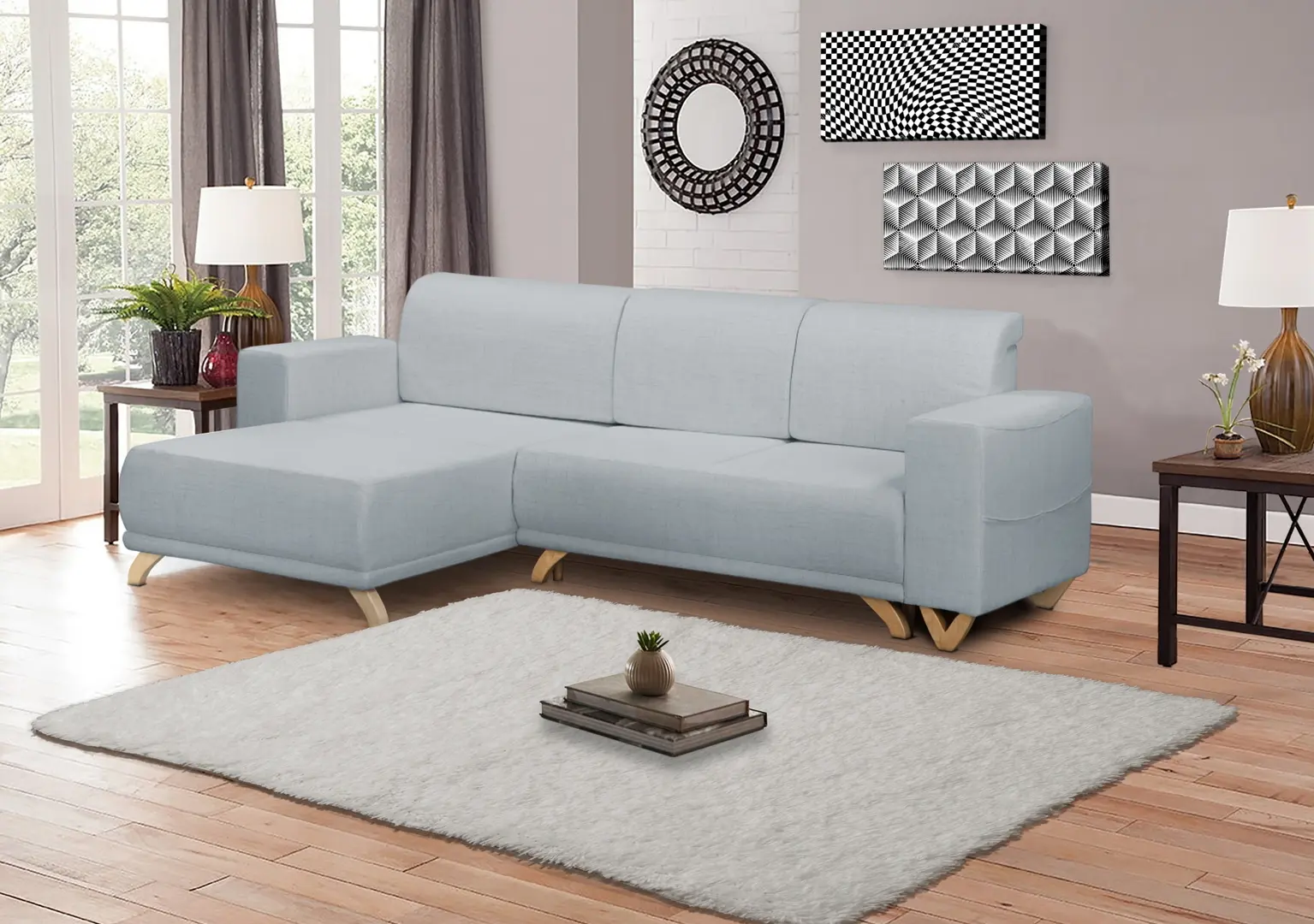 Диван угловой Inspira Furniture Bella SF Cablo 10 (Blue Grey)