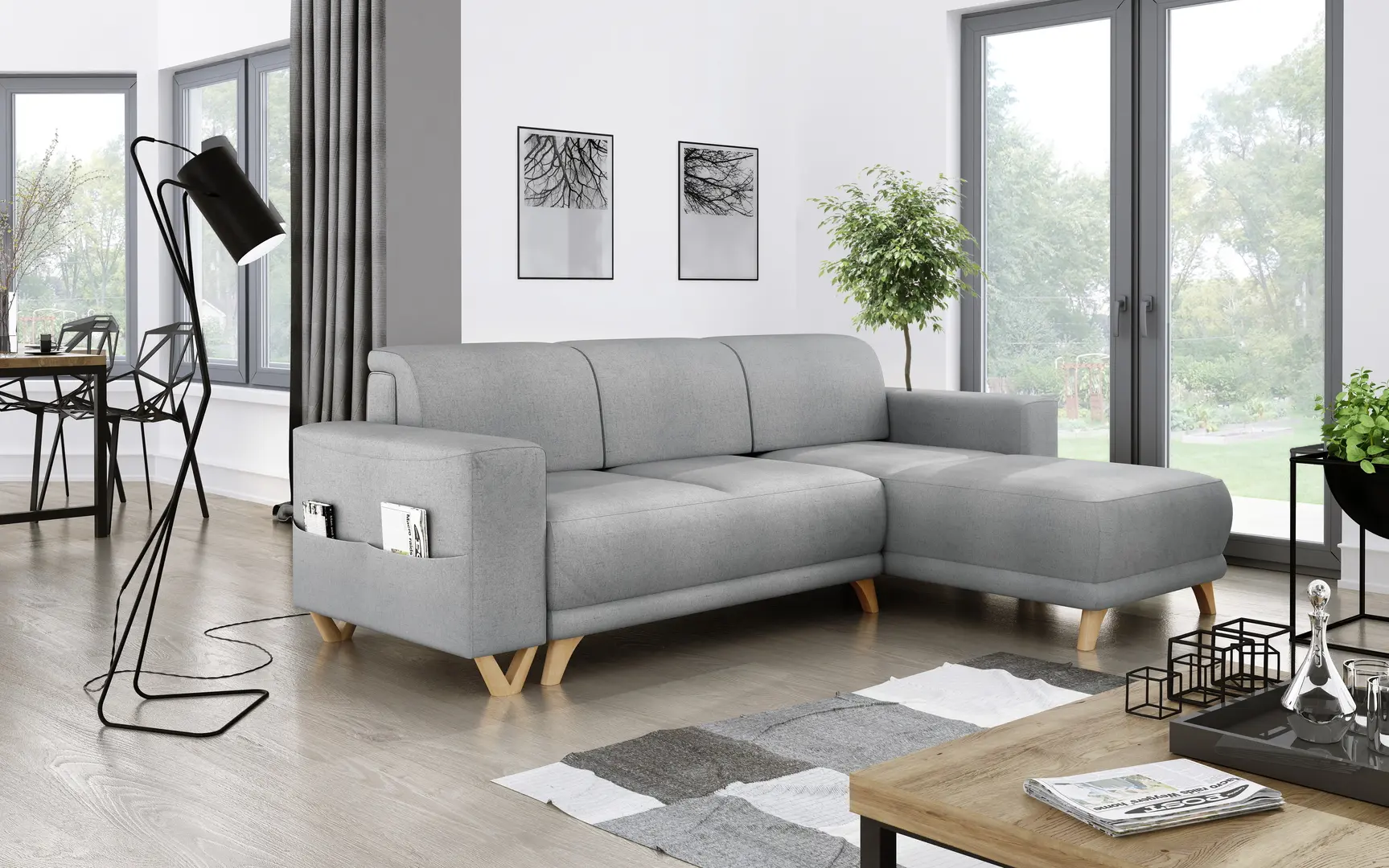 Canapea de colt Inspira Furniture Bella SF Cablo 14 (Grey)