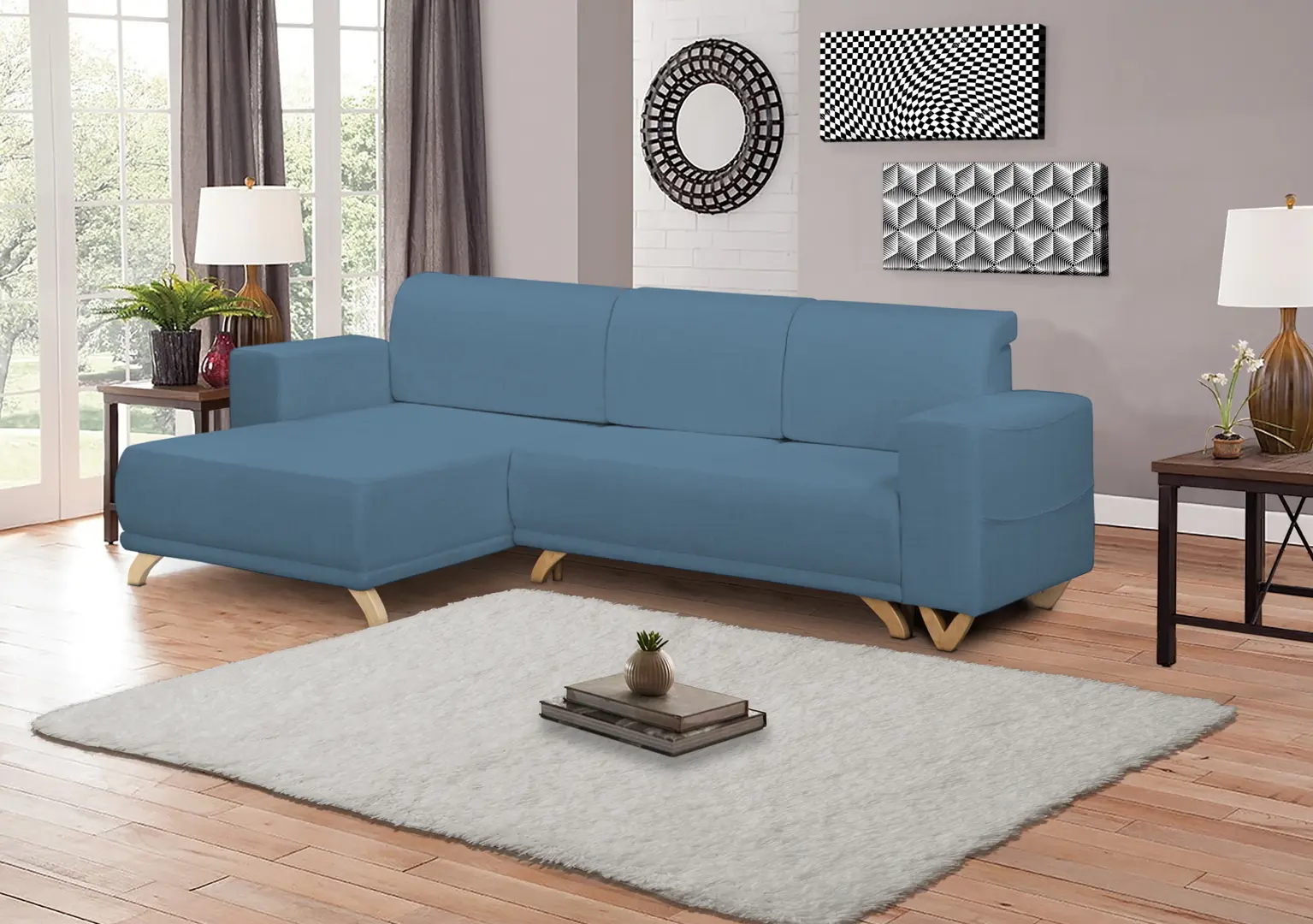 Диван угловой Inspira Furniture Bella SF Cablo 9 (Blue)