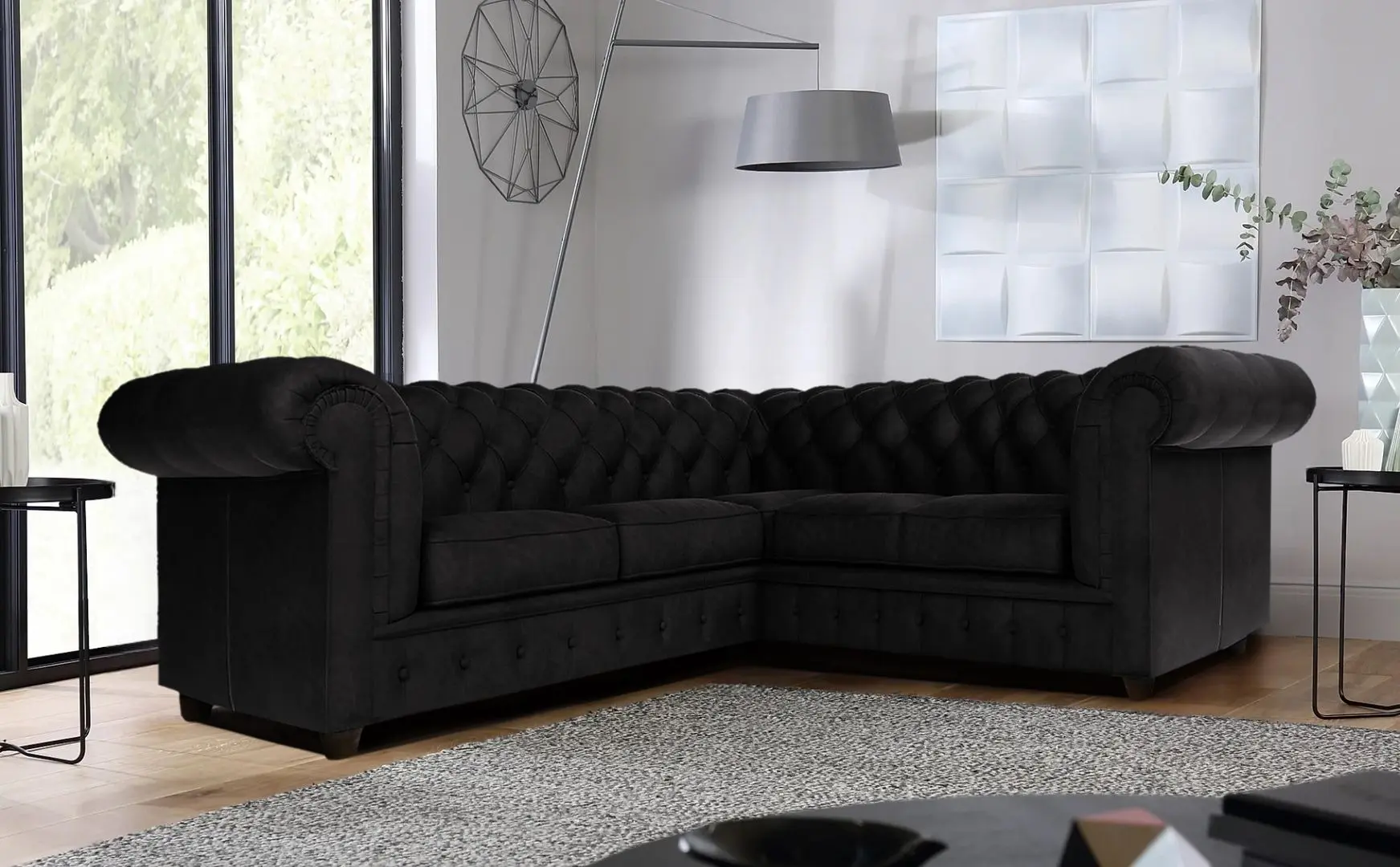 Диван угловой Inspira Furniture Cambridge 2+E+2 Riviera 100 (Black)