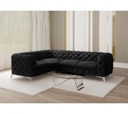 Canapea de colt Inspira Furniture Chelsea 1+C+2 Left Riviera 100 (Black/Silver)