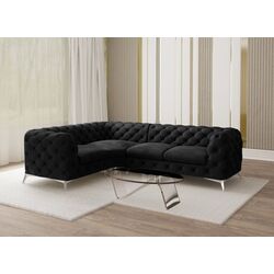 Canapea de colt Inspira Furniture Chelsea 1+C+2 Left Riviera 100 (Black/Silver)