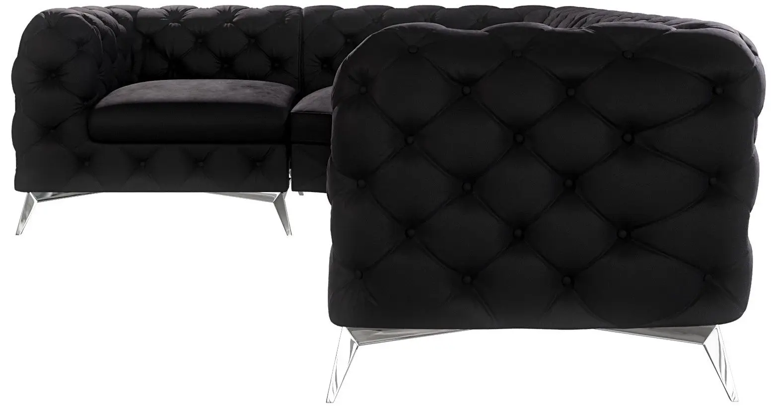 Canapea de colt Inspira Furniture Chelsea 1+C+2 Left Riviera 100 (Black/Silver)