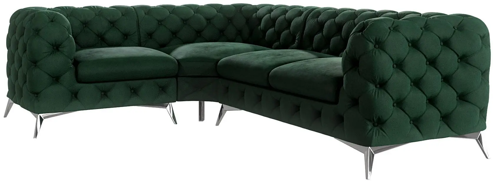 Canapea de colt Inspira Furniture Chelsea 1+C+2 Left Riviera 38 (Dark Green/Silver)