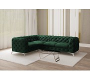 Canapea de colt Inspira Furniture Chelsea 1+C+2 Left Riviera 38 (Dark Green/Silver)