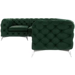 Canapea de colt Inspira Furniture Chelsea 1+C+2 Left Riviera 38 (Dark Green/Silver) Thumb