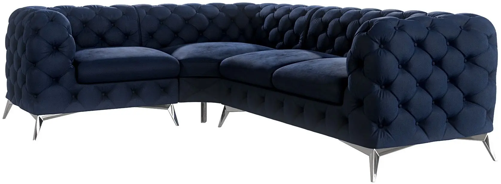 Диван угловой Inspira Furniture Chelsea 1+C+2 Left Riviera 81 (Dark Blue/Silver)