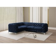 Canapea de colt Inspira Furniture Chelsea 1+C+2 Left Riviera 81 (Dark Blue/Silver)