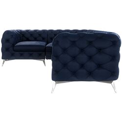Диван угловой Inspira Furniture Chelsea 1+C+2 Left Riviera 81 (Dark Blue/Silver) Thumb