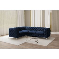 Canapea de colt Inspira Furniture Chelsea 1+C+2 Left Riviera 81 (Dark Blue/Silver)