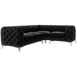 Canapea de colt Inspira Furniture Chelsea 2+C+1 Right Riviera 100 (Black/Silver) Thumb
