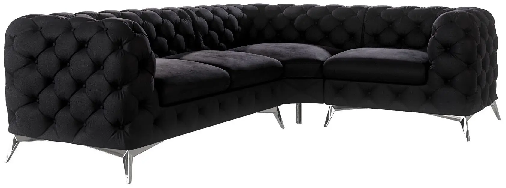 Canapea de colt Inspira Furniture Chelsea 2+C+1 Right Riviera 100 (Black/Silver)