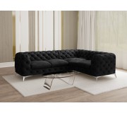 Canapea de colt Inspira Furniture Chelsea 2+C+1 Right Riviera 100 (Black/Silver)