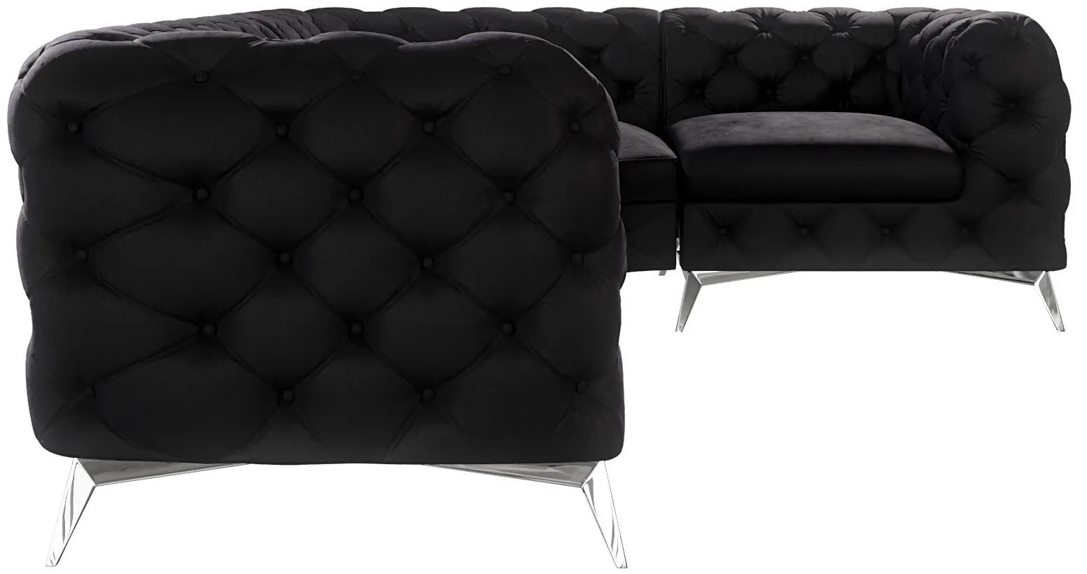 Canapea de colt Inspira Furniture Chelsea 2+C+1 Right Riviera 100 (Black/Silver)