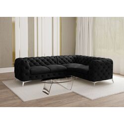 Canapea de colt Inspira Furniture Chelsea 2+C+1 Right Riviera 100 (Black/Silver)