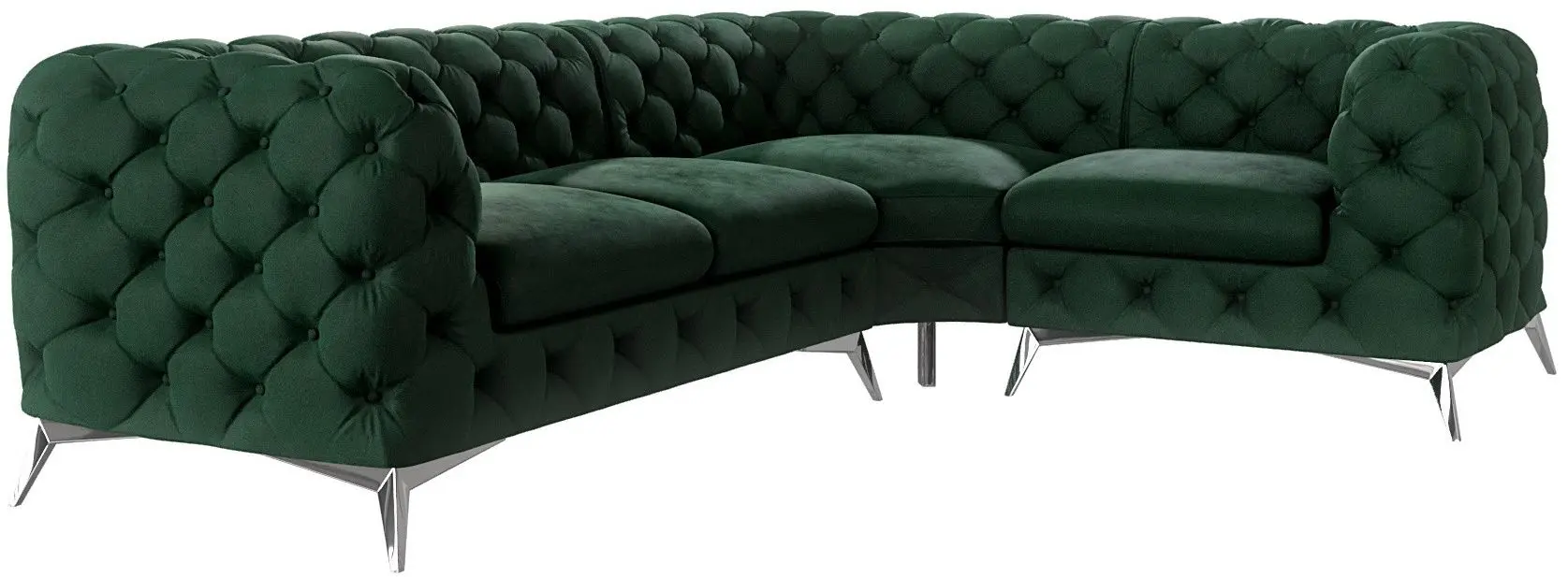 Canapea de colt Inspira Furniture Chelsea 2+C+1 Right Riviera 38 (Dark Green/Silver)