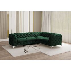 Canapea de colt Inspira Furniture Chelsea 2+C+1 Right Riviera 38 (Dark Green/Silver)
