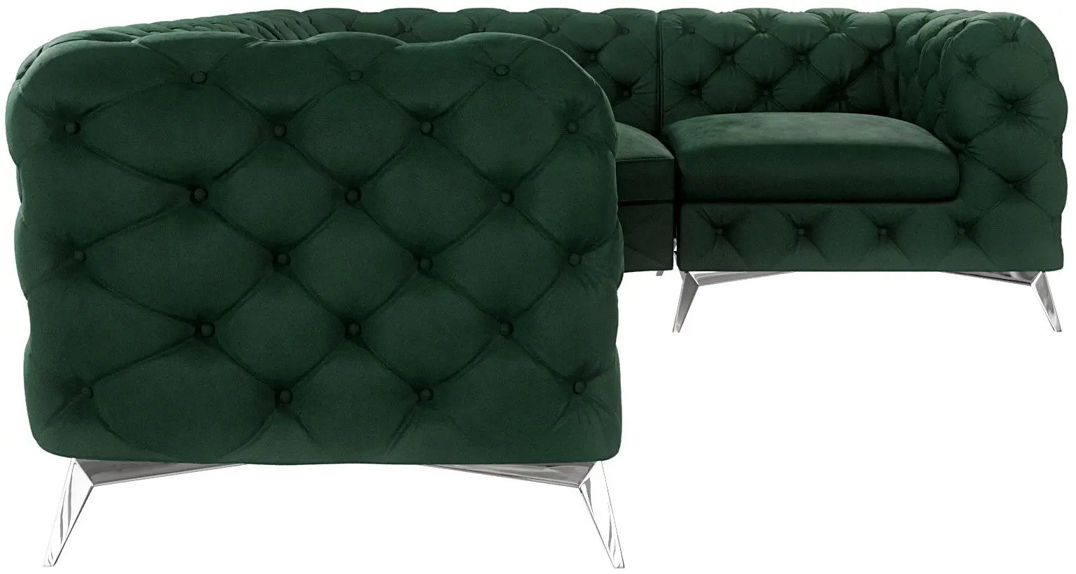 Canapea de colt Inspira Furniture Chelsea 2+C+1 Right Riviera 38 (Dark Green/Silver)
