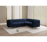 Canapea de colt Inspira Furniture Chelsea 2+C+1 Right Riviera 81 (Dark Blue/Silver)