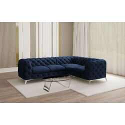 Canapea de colt Inspira Furniture Chelsea 2+C+1 Right Riviera 81 (Dark Blue/Silver)