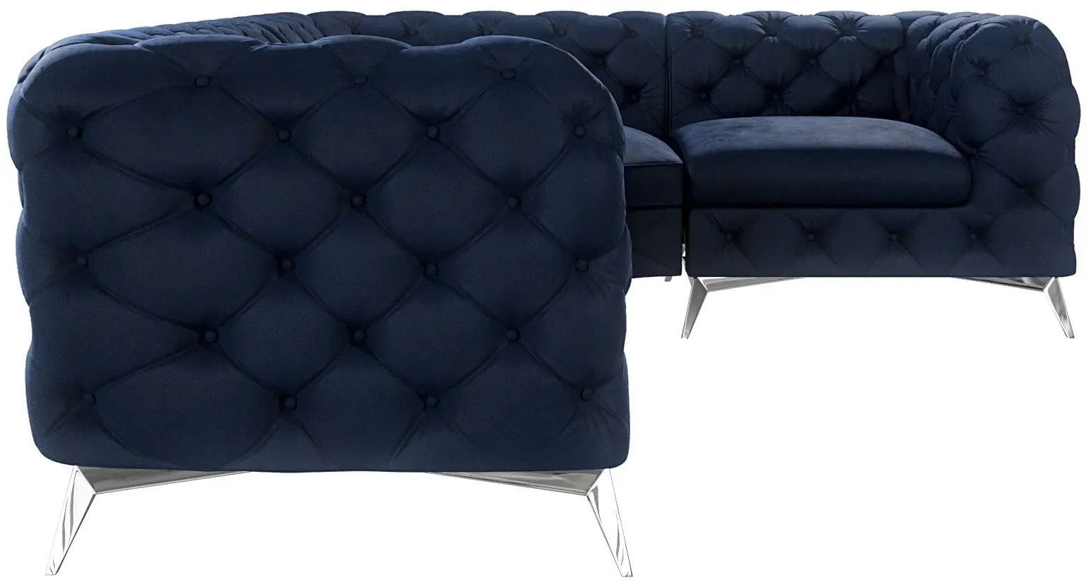 Canapea de colt Inspira Furniture Chelsea 2+C+1 Right Riviera 81 (Dark Blue/Silver)