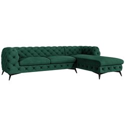 Canapea de colt Inspira Furniture Chelsea 2+OT Right Riviera 38 (Dark Green/Black) Thumb