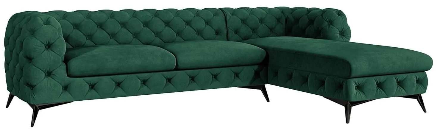 Canapea de colt Inspira Furniture Chelsea 2+OT Right Riviera 38 (Dark Green/Black)