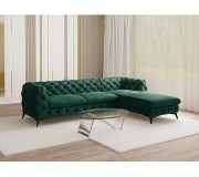 Canapea de colt Inspira Furniture Chelsea 2+OT Right Riviera 38 (Dark Green/Black)