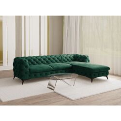 Canapea de colt Inspira Furniture Chelsea 2+OT Right Riviera 38 (Dark Green/Black)