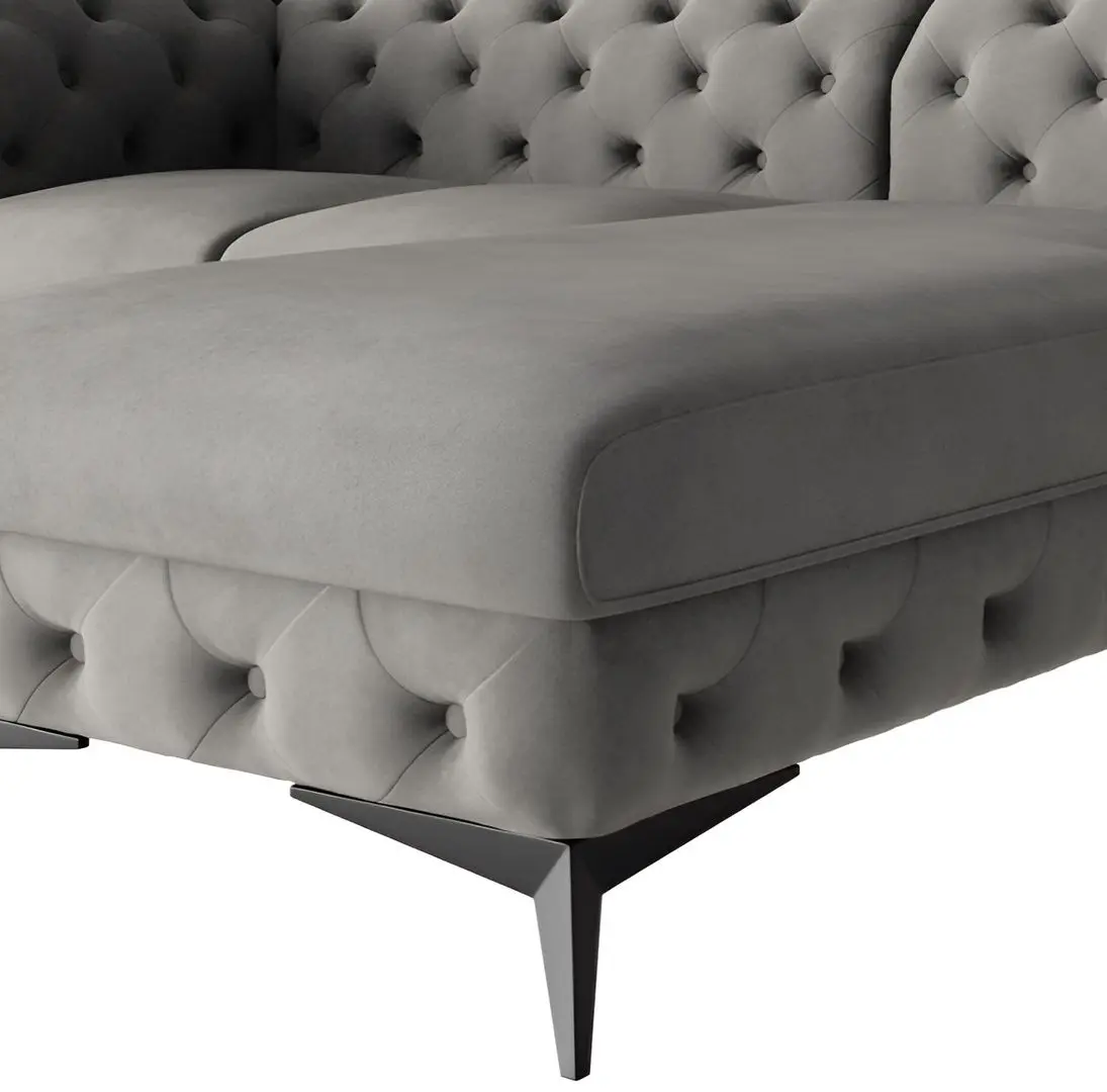 Диван угловой Inspira Furniture Chelsea 2+OT Right Riviera 91 (Gray/Black)