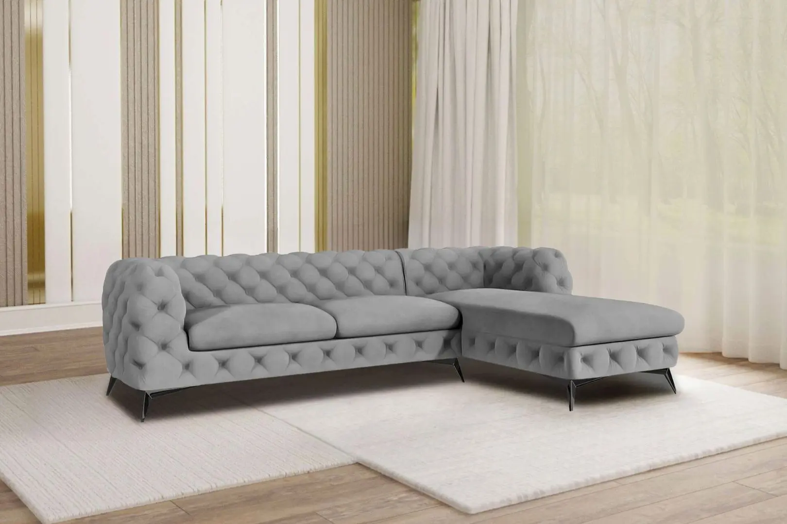 Диван угловой Inspira Furniture Chelsea 2+OT Right Riviera 91 (Gray/Black)