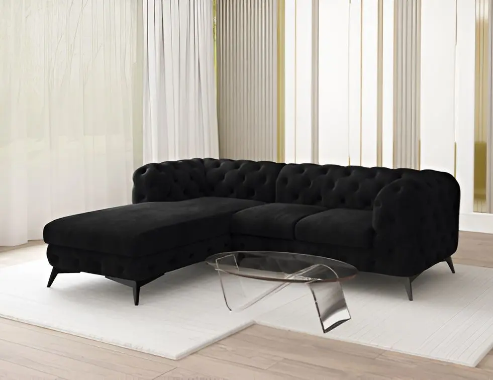 Canapea de colt Inspira Furniture Chelsea Chelsea OT+2 Left Riviera 100 (Black)