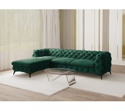 Canapea de colt Inspira Furniture Chelsea OT+2 Left Riviera 38 (Dark Green/Black)