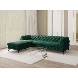 Canapea de colt Inspira Furniture Chelsea OT+2 Left Riviera 38 (Dark Green/Black)