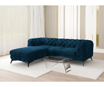 Canapea de colt Inspira Furniture Chelsea OT+2 Left Riviera 81 (Dark Blue/Black)