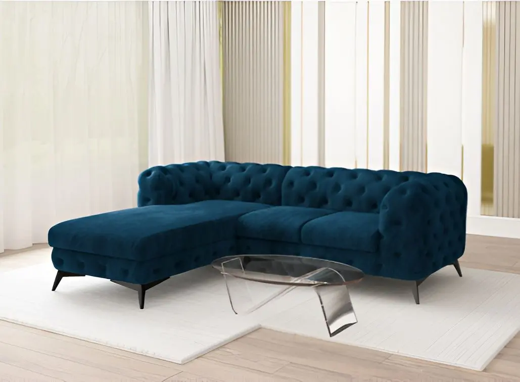 Canapea de colt Inspira Furniture Chelsea OT+2 Left Riviera 81 (Dark Blue/Black)