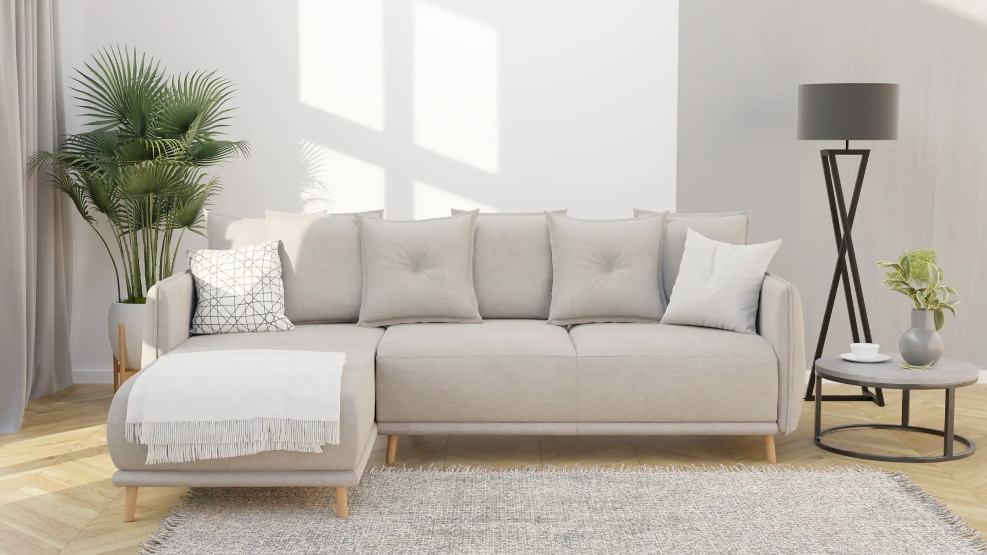 Диван угловой Inspira Furniture Gaja SF Enjoy New 01 (Ivory)