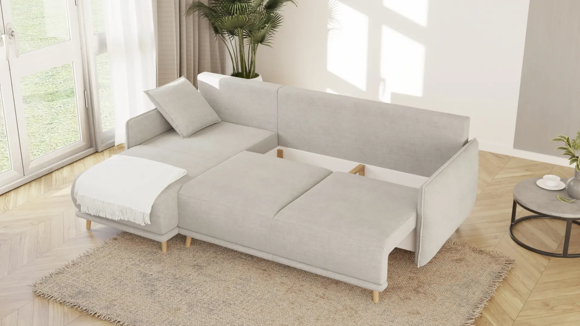 Диван угловой Inspira Furniture Gaja SF Enjoy New 01 (Ivory)