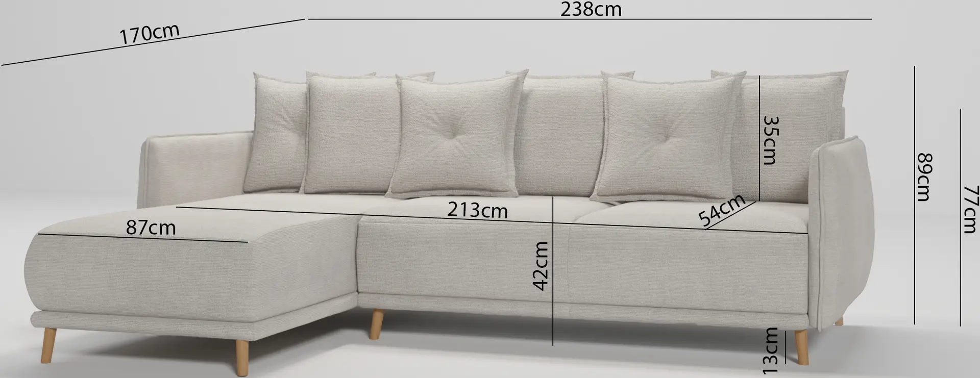 Диван угловой Inspira Furniture Gaja SF Enjoy New 01 (Ivory)