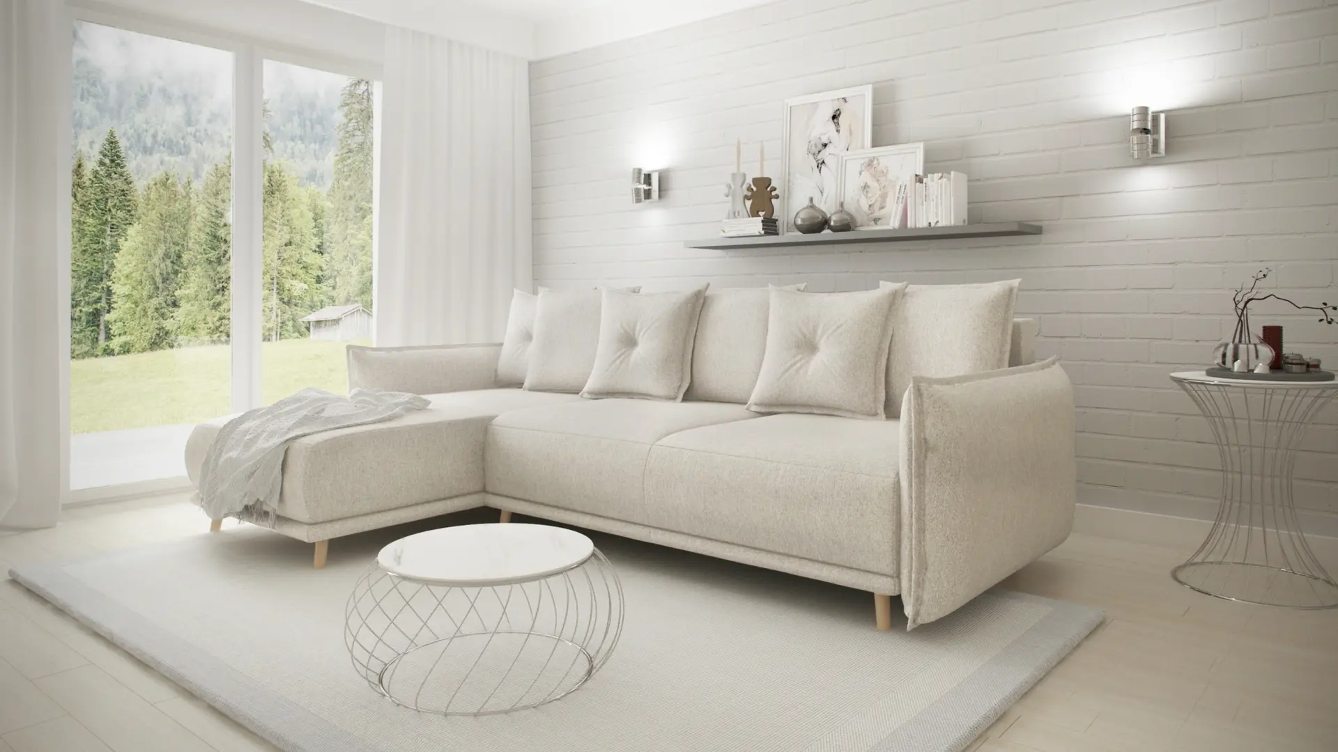 Canapea de colt Inspira Furniture Gaja SF Etna 21 (Beige)