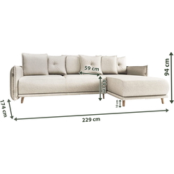 Canapea de colt Inspira Furniture Gaja SF Etna 21 (Beige) Thumb