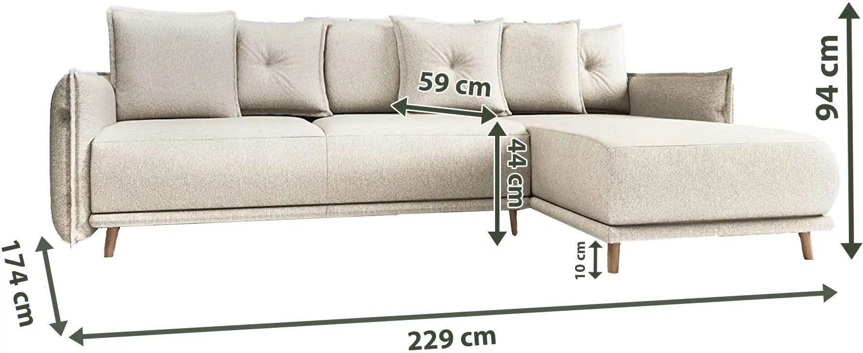 Canapea de colt Inspira Furniture Gaja SF Etna 21 (Beige)